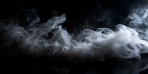 Water vapor spray creating a realistic effect against a black background. Concept Photography, Special Effects, Water Vapor, Black Background