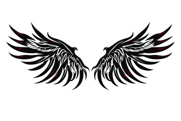 Fototapeta premium Tribal wings symbol design on transparent background