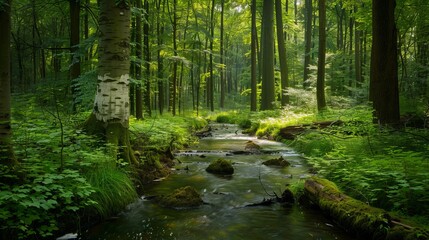 Obraz premium A picture of a forest with trees