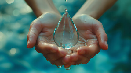 World Water Day Campaign Hands delicately holding a pristine water drop, symbolizing the importance of clean water and participation in World Water Day initiatives