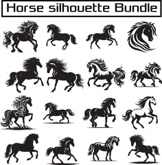 Naklejka premium Horse silhouette , vector, white background