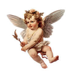 Fototapeta premium Vintage Angel cupid baby isolated on white background