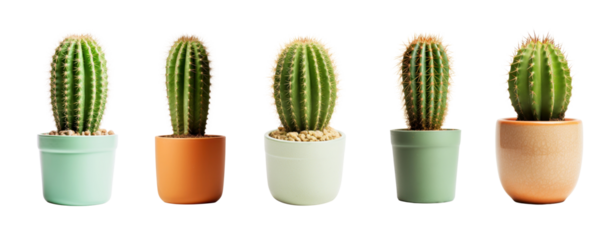 Cactus pot png element set on transparent background