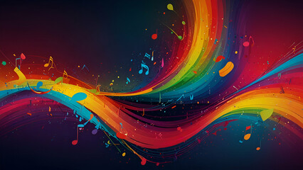   A vibrant and dynamic music-themed background filled with colorful elements, evoking energy, rhythm, and creativity