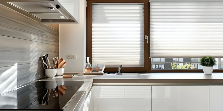 White 50mm pleated blinds for apartment windows offer contemporary topdown privacy. Concept Window Blinds, Top-Down Design, Contemporary Style, Privacy, Pleated 50mm Blinds