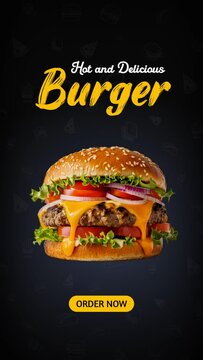 Burger commercial flyer video, Burger marketing video, Cheese burger advertisement poster, Hamburger ad poster, Food motion graphics, Burger isolated. 