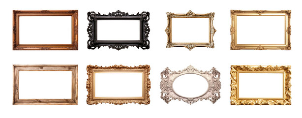 Picture frame png element set on transparent background