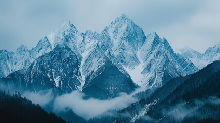 Fototapeta premium Mountains with Snow on the Peaks 