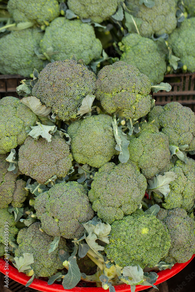 Sticker broccoli on the market