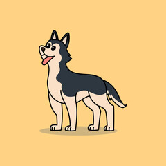Siberian Husky Dog Mascot Illustration Vector Design - Animal