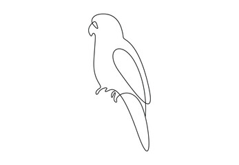 Parrot continuous one line drawing. Isolated on white background vector illustration. Pro vector