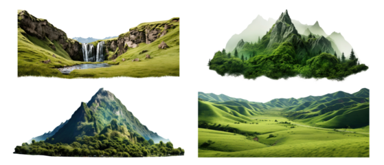 Scenery png element set on transparent background