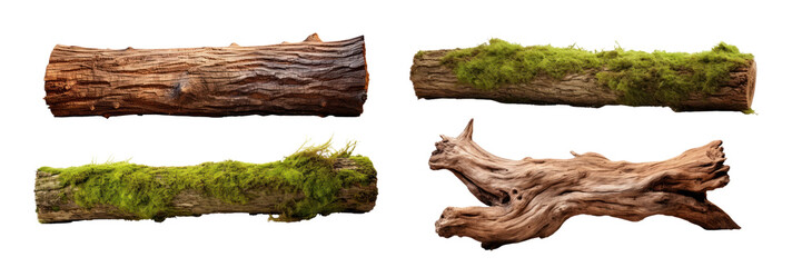 Wooden log png element set on transparent background