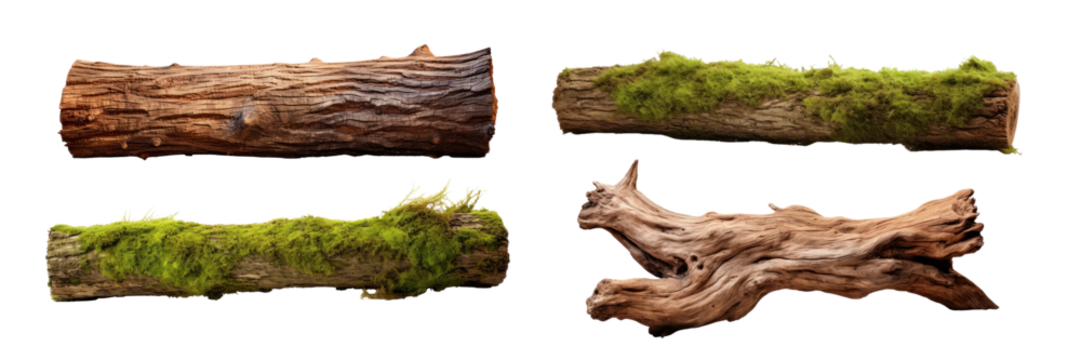 Wooden log png element set on transparent background