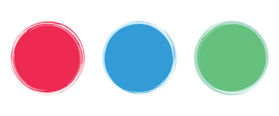 Red blue green squares with paint brush stroke style isolated on white background. Collection of textured effects.vector illustration