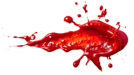 Top-View Red Tomato Sauce Splash, Vibrant Color and Texture, Isolated on transparent Background