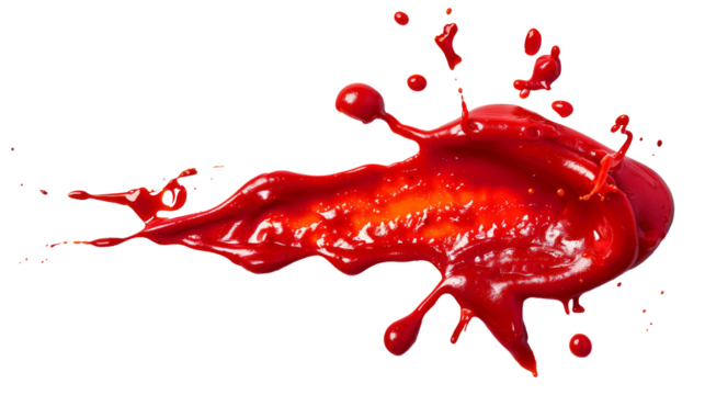 Top-View Red Tomato Sauce Splash, Vibrant Color and Texture, Isolated on transparent Background