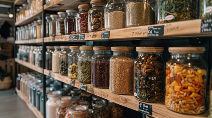 Fototapeta premium Zero-waste stores offering bulk goods, encouraging sustainable consumption for a sustainable future ecology