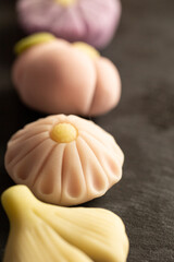 Japanese traditional sweets Nerikiri made from bean paste	