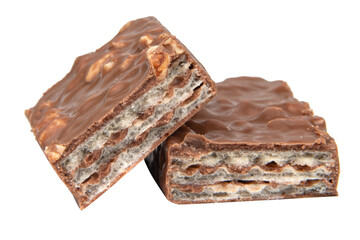 chocolate waffle bar isolated on white background