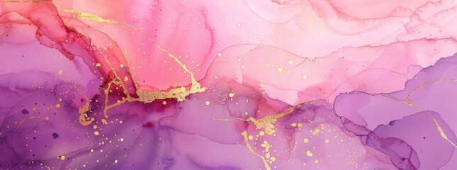 abstract background, watercolor, pink and purple with gold accents, beautiful marble effect in pastel natural colors and textures