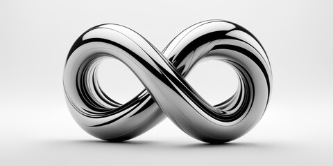 twisted 3D infinity shape made of reflective chrome