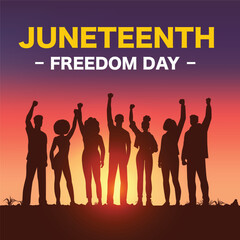 The silhouettes of people raising their fists against a vibrant sunset symbolize resilience, unity, and the ongoing fight for equality.