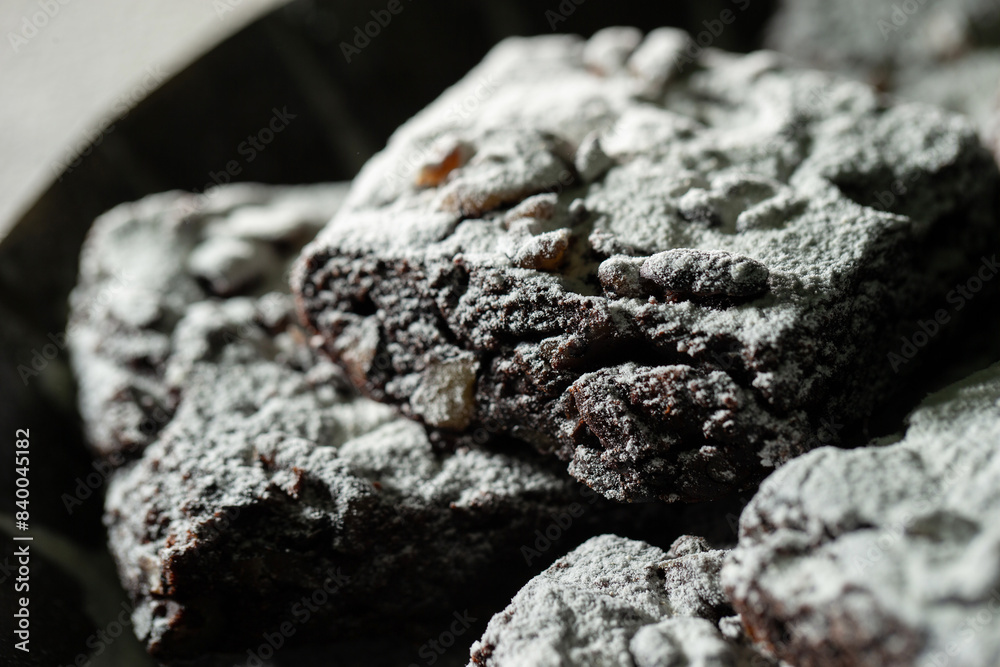 Canvas Prints chocolate brownies on a dark background