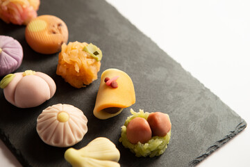 Japanese traditional sweets Nerikiri made from bean paste	