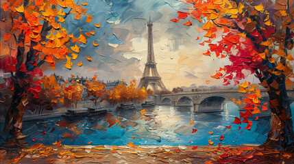 image of the paris riverside view, Generative AI