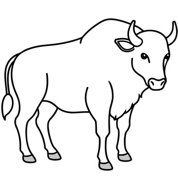 recommend clip art: Bison line art vector illustration.