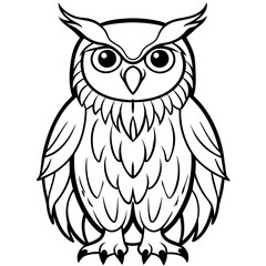 owl line art vector illustration.