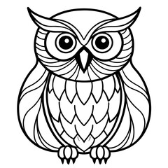 owl line art vector illustration.