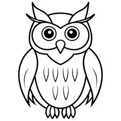 owl line art vector illustration.