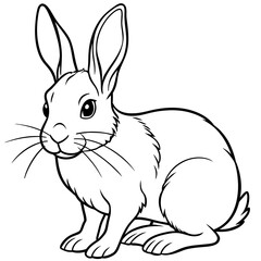 rabbit line art vector illustration.