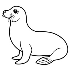 Seal line art vector illustration.