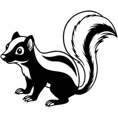 Skunk line art vector illustration.