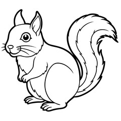 Squirrel line art vector illustration.