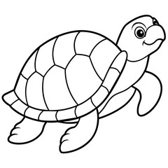 Turtle line art vector illustration.