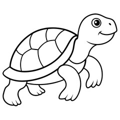 Turtle line art vector illustration.