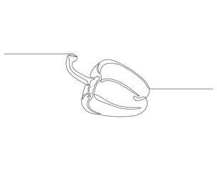 Obraz premium Continuous line drawing of paprika. One line drawing illustration of paprika. Fresh raw vegetable concept continuous line art. Editable outline.