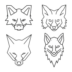 Collection of different fox head outline logos