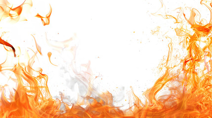 Fire border isolated on white background