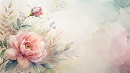 Beautiful floral minimalist watercolor background