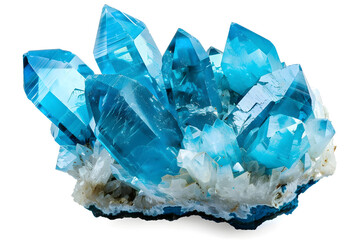 Blue crystal quartz  isolated on white background