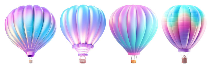 Fototapeta premium 3D iridescent hot air balloon shape set