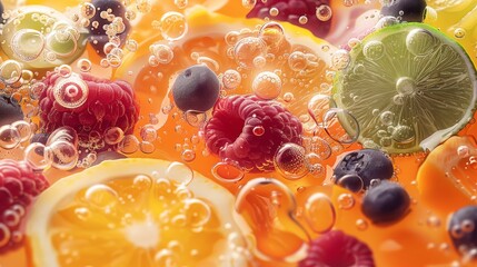 Juice mix background. Generative AI.