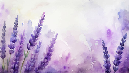 Minimalist watercolor background of lavender flowers