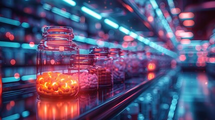 Pharmacy Shelf Concept Design: Medicine Bottles Light Up with Patient Names and Genetic Suitability Indicators