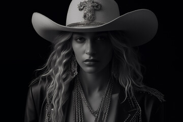portrait of a woman in a cowboy hat